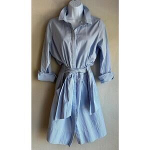 Gretchen Scott Breezy Blouson Striped Button Up Shirt Dress S Preppy Old Money